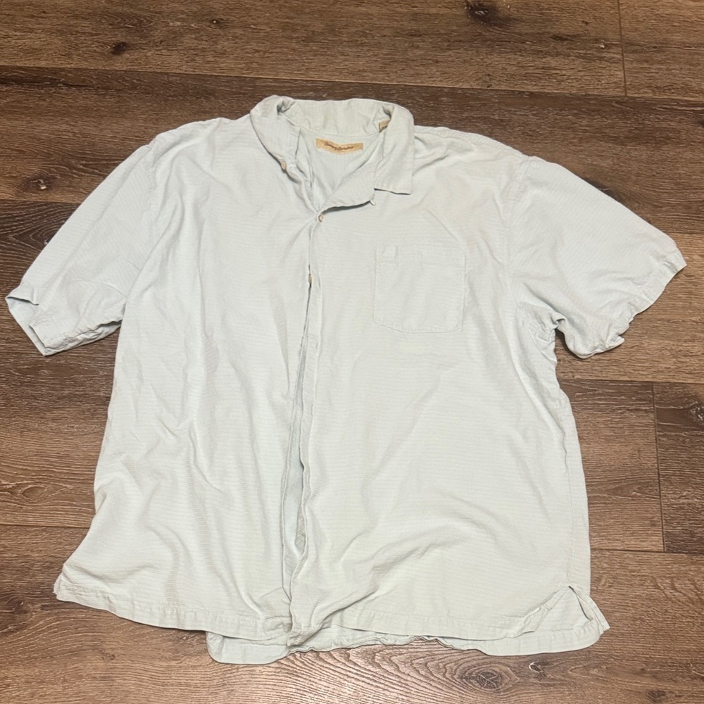 Tommy Bahama light blue 100% silk‎ button down XXL
